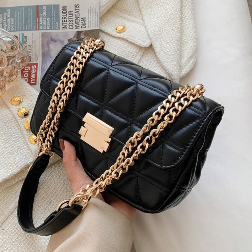 Grid Designer PU LeatherCrossbody Bags, Luxury ChainShoulder Handbag